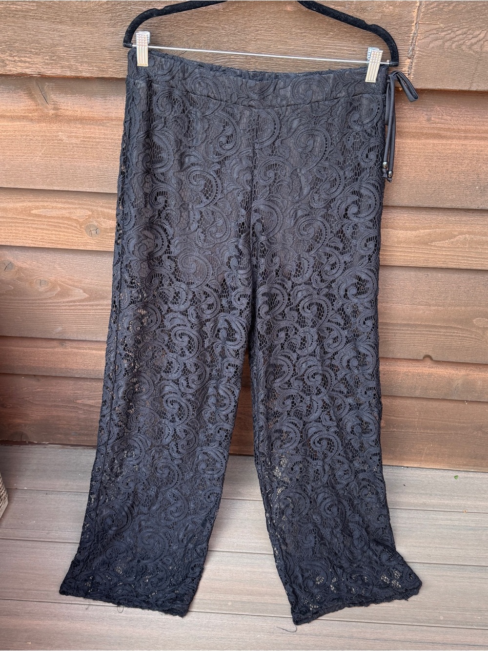 & Other Stories Black Lace Wide-Leg Pants